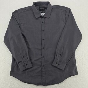 Calabrum London Dress Shirt Mens Regular Fit XXL 18-18.5 Black Micro Dot Pattern